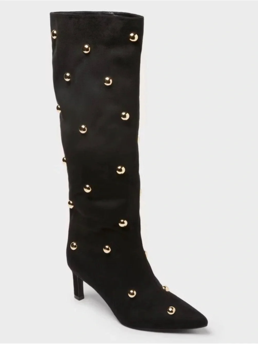Black Studded Knee-High Boots - Fashion Women's Boots